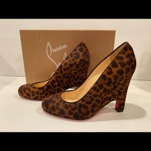 Christian Louboutin morphing pony hair wedge pumps leopard 36.5